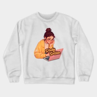Cartoon girl with laptop Crewneck Sweatshirt